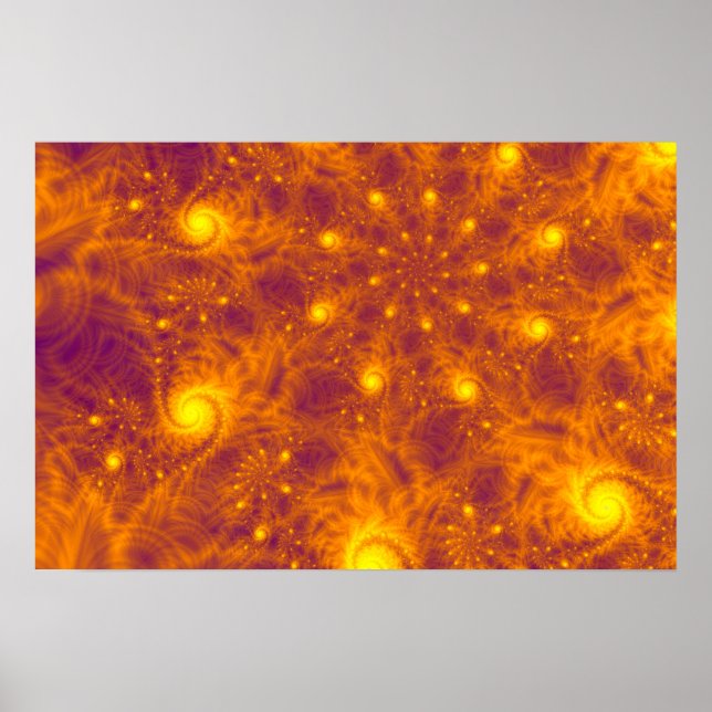 AFFICHE ART FRACTAL ORANGE DORÉ – SPIRALE PSYCHÉDÉLIQUE (Devant)