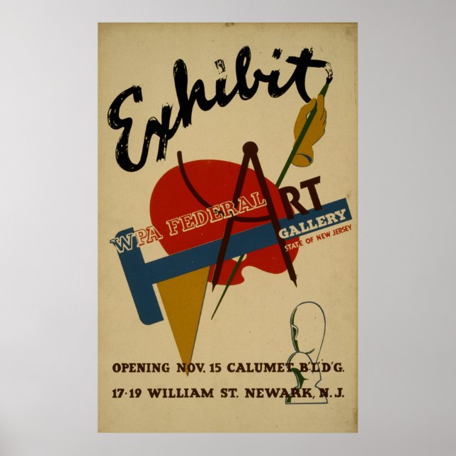 Affiche Art Gallery Exposition New Jersey WPA Vintage (Devant)