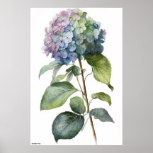 Art généré par AI bleu Hydrangea art mur vintage