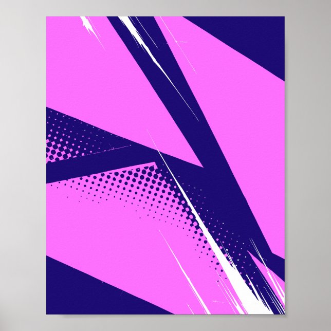 Affiche Art géométrique Abstrait avec Arrière - plan bleu  (Devant)