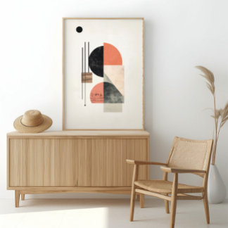 Affiche Art géométrique Abstrait avec textures naturelles