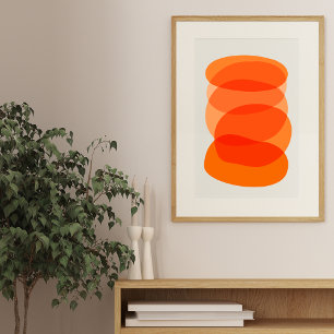 Affiche Art géométrique abstrait minimaliste en orange