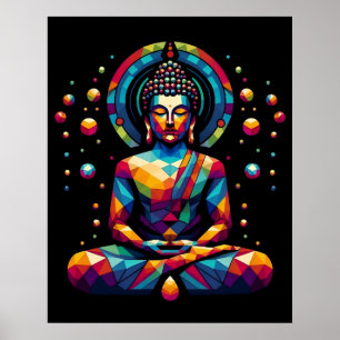 Affiche Art géométrique abstrait moderne   Gautama Bouddha