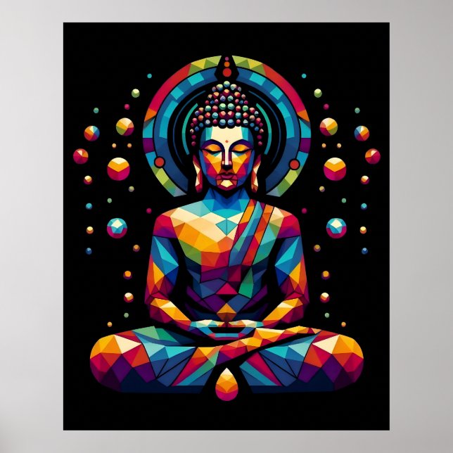 Affiche Art géométrique abstrait moderne | Gautama Bouddha (Devant)