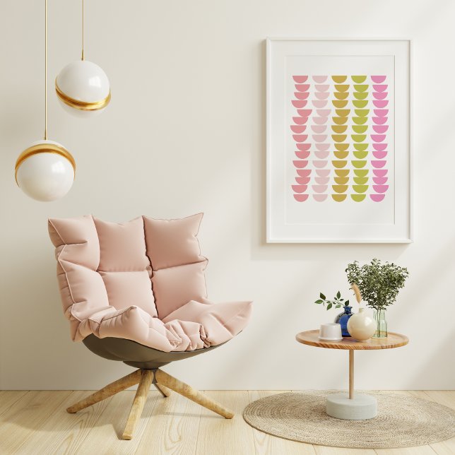 Affiche Art géométrique amusant en vert printemps et rose (Créateur téléchargé)