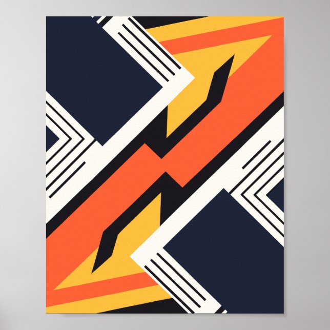 Affiche Art géométrique aux couleurs contrastées audacieus (Devant)
