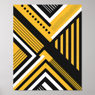 Affiche Art géométrique avec formes jaunes, noires et blan