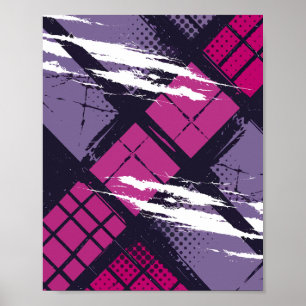 Affiche Art géométrique avec tons magenta et violet