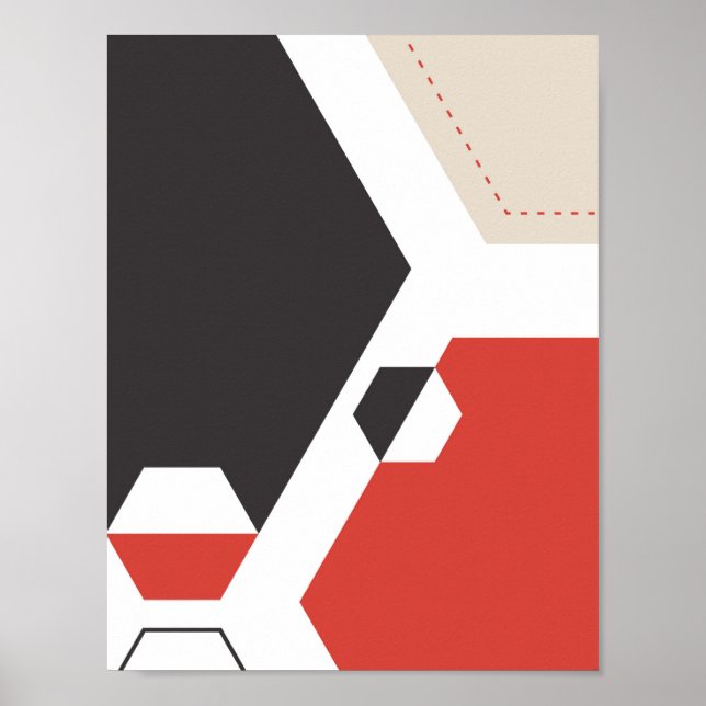 Affiche Art géométrique Hexagon Abstrait moderne (Devant)