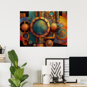 Affiche Art géométrique industriel steampunk
