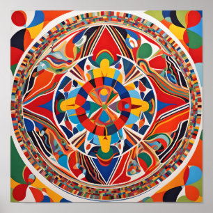 Affiche Art géométrique mandala vibrant 