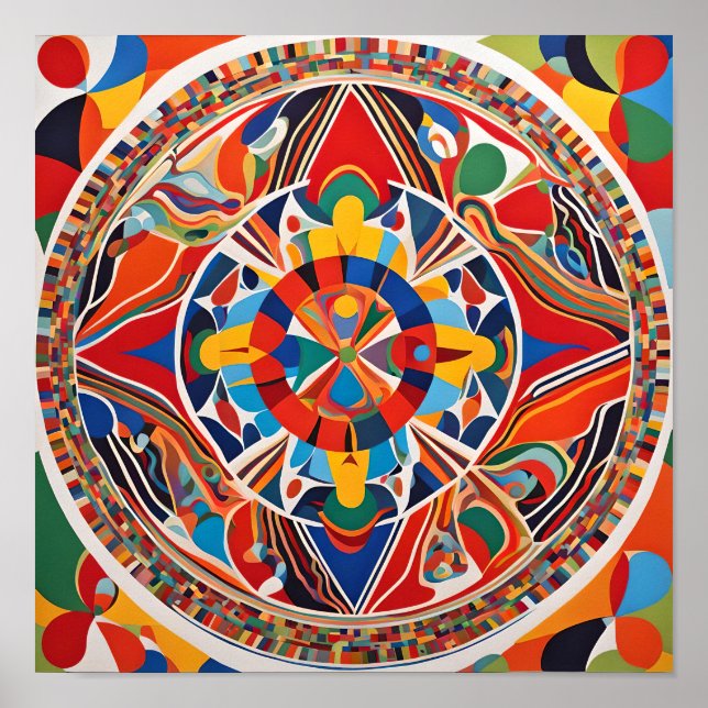 Affiche Art géométrique mandala vibrant  (Devant)