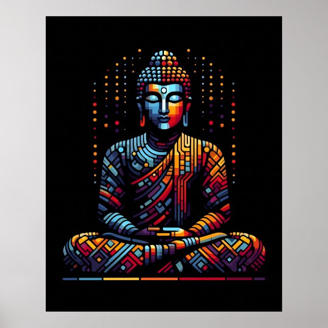 Affiche Art Géométrique Moderne Abstrait | Gautama Bouddha (Devant)
