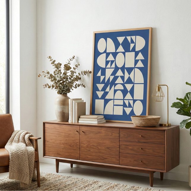 Affiche Art géométrique moderne de formes en bleu cobalt (Créateur téléchargé)