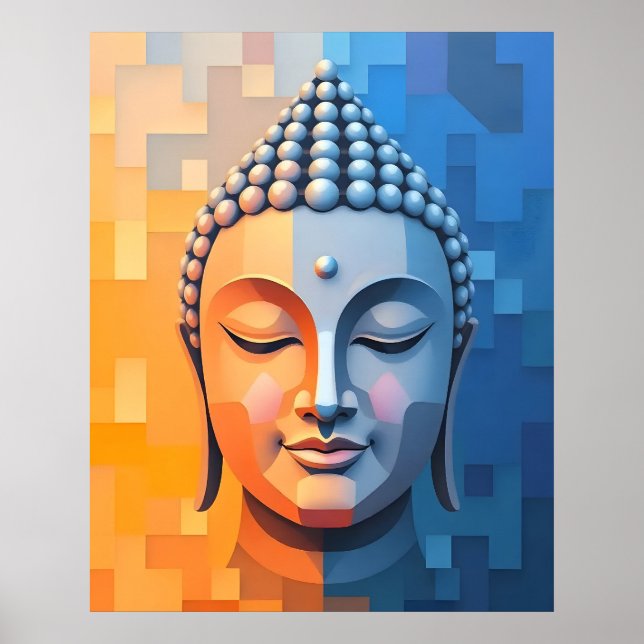 Affiche Art géométrique moderne | Méditer Bouddha (Devant)