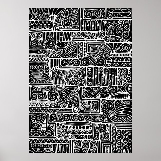 Affiche Art géométrique noir et blanc 2 (Devant)
