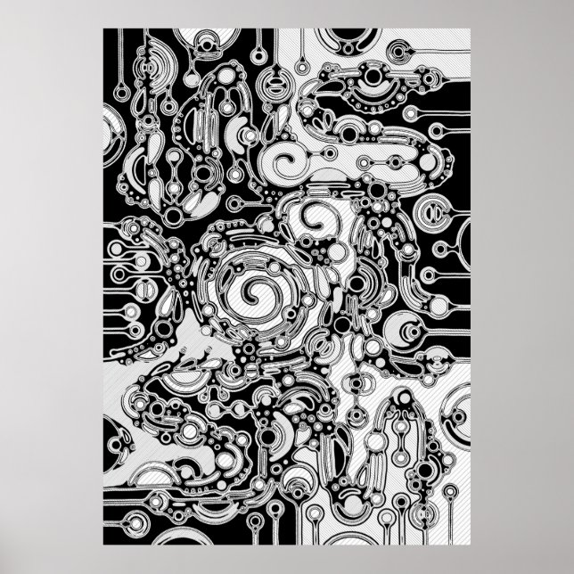 Affiche Art Géométrique Noir Et Blanc 3 (Devant)