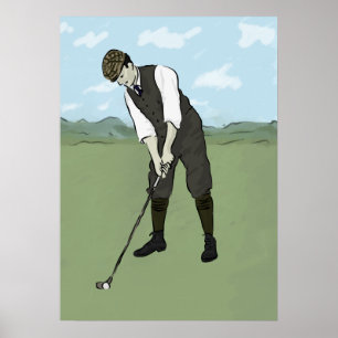 Affiche Art Golfeur V1 vintage
