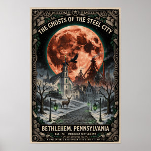 Affiche Art gothique Bethlehem, PA Voyage horrifique vin
