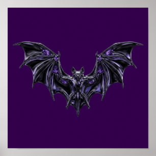 Affiche Art gothique chauve-souris métal liquide cristal v