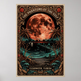Affiche Art gothique Clearwater, Floride | Voyage horrifiq