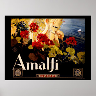 Affiche Art graphique d'affiche de voyage à Amalfi Italie