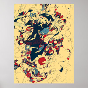 Affiche Art graphique de la voile des Roses japonais Vinta