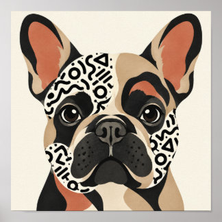 Affiche Art graphique de motif Memphis de Bouledogue Franç