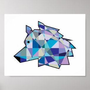 Affiche Art graphique original Wolf Head   Profil du visag