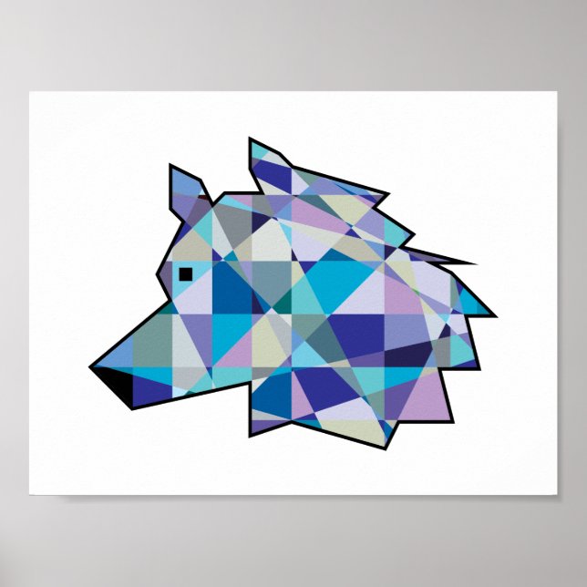 Affiche Art graphique original Wolf Head | Profil du visag (Devant)