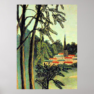 Affiche Art Henri Rousseau, Vue sur Saint Cloud