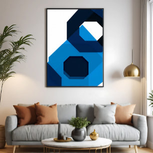 Affiche Art Hexagone Bleu