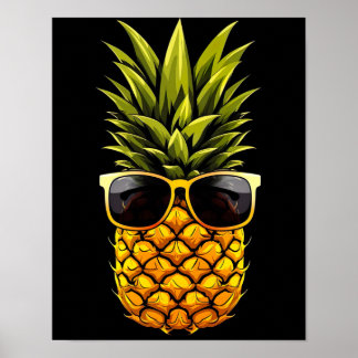Affiche Art IA - Ananas Cool avec lunettes de soleil - Pos