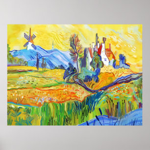 Affiche Art Impressionniste Moderne Été Provence Paysage