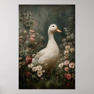 Affiche Art imprimable antique de canard, minimaliste de f