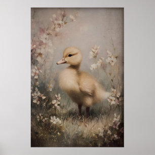 Affiche Art imprimable de caneton vintage, Canard de print