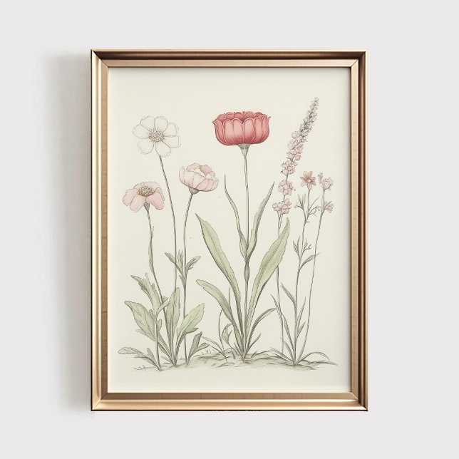 Affiche Art imprimable de fleurs sauvages antiques, décora (Créateur téléchargé)