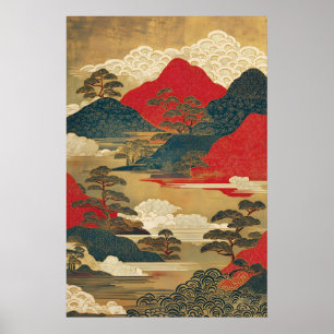 Affiche Art imprimé de paysage japonais vintage Ukiyo-e