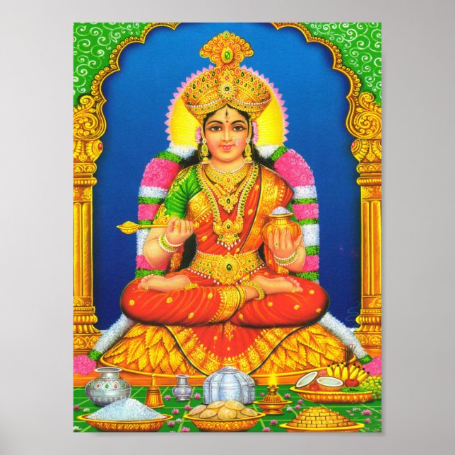 Affiche Art indien Lakshmi déesse Religion hindoue (Devant)