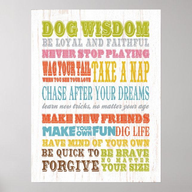 Affiche Art Inspirationnel - Sagesse Chien. (Devant)