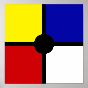 Affiche Art inspiré de Mondrian et couleurs de base élégan