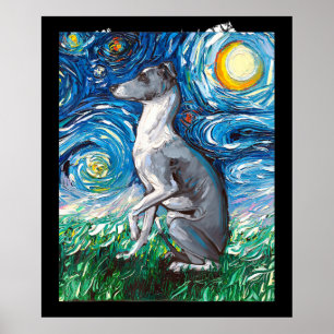 Affiche Art italien Greyhound Starry Night Whippet Chien