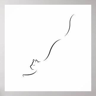 Affiche Art ligne Chat - dessin ligne chat minimaliste