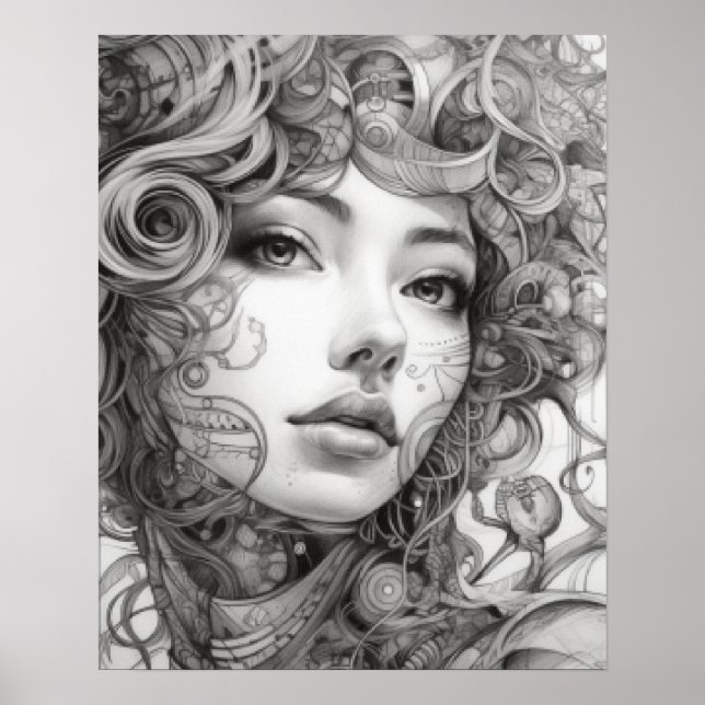 Affiche Art Linéal Dessin Corps de la femme (Devant)