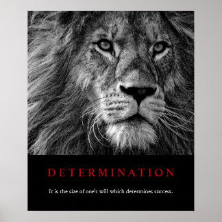 Affiche Art Lion de détermination motivationnelle noir et