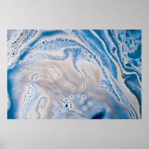 Affiche Art liquide bleu et blanc