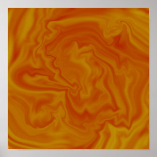 Affiche Art Liquide Orange Et Jaune Abstrait