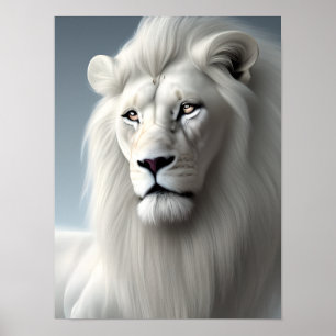 Affiche Art majestueux Lion blanc