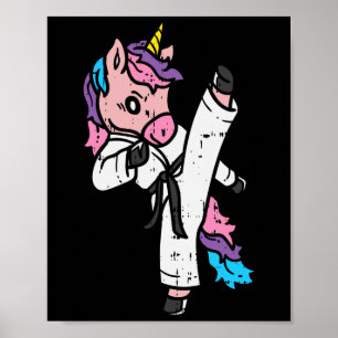 Affiche Art martial de licorne coup de pied Mignon Karaté