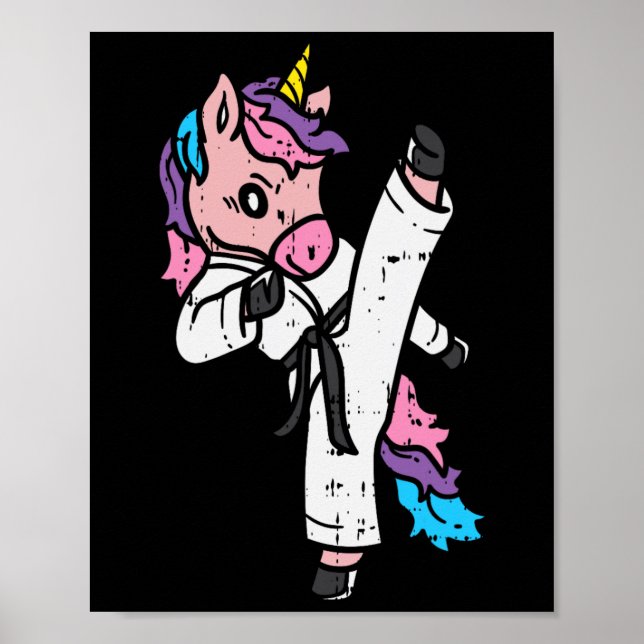 Affiche Art martial de licorne coup de pied Mignon Karaté  (Devant)